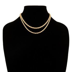 Layered Double Metal Rope Chain Necklace